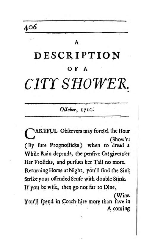 a description of a city shower|Jonathan Swift. “A Description of a City Shower” (1710).